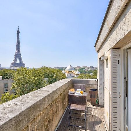 Designed Studio With Ac-Terrasse Vue Tour Eiffel Paris Bagian luar foto