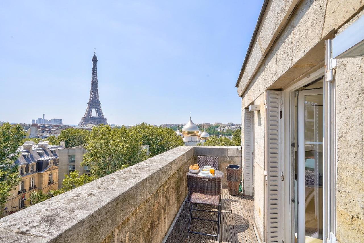 Designed Studio With Ac-Terrasse Vue Tour Eiffel Paris Bagian luar foto